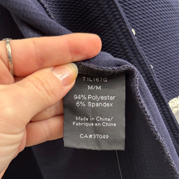 Navy Cardigan with White Lacy Trim and gold buttons TERRA NOSTRA - Picture 6 of 7